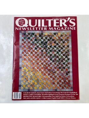 Quilters Newsletter Magazine October 1988 No. 206 Quilting Patterns Vintage